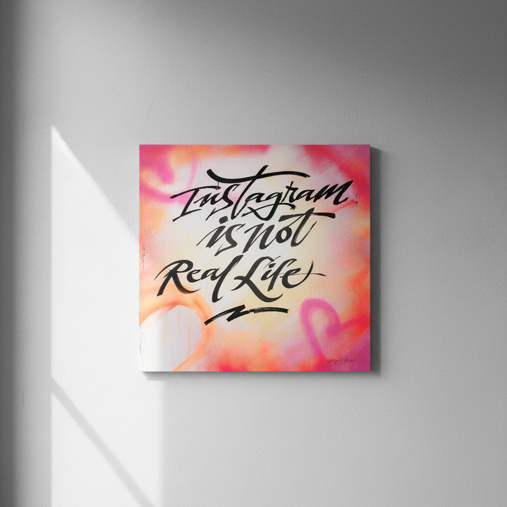 Instagram is Not Real Life — pared gris con luz de ventana