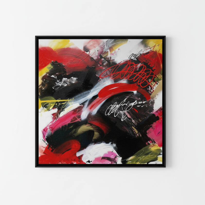 Obra abstracta enmarcada - Fondo blanco