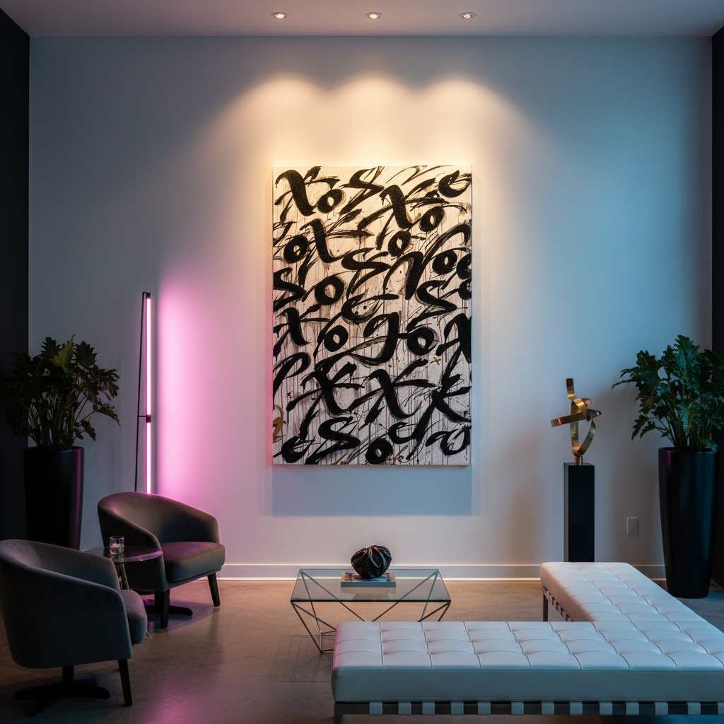 Obra blanca con negro - Estilo Hotel W cuadrado