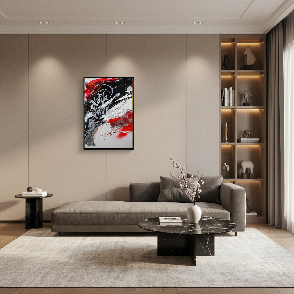 Obra caligrafía blanca A3+ tamaño pequeño - Muralla lujosa