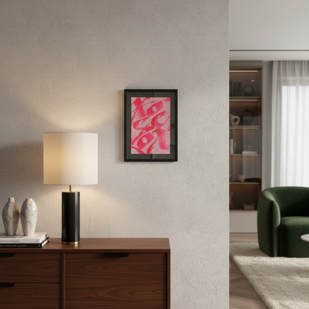 Obra caligrafía rosa pequeña close-up - Muralla lujosa