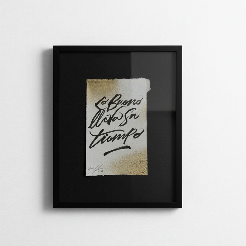 Obra Es Bueno lleva Su tiempo enmarcada - Fondo blanco