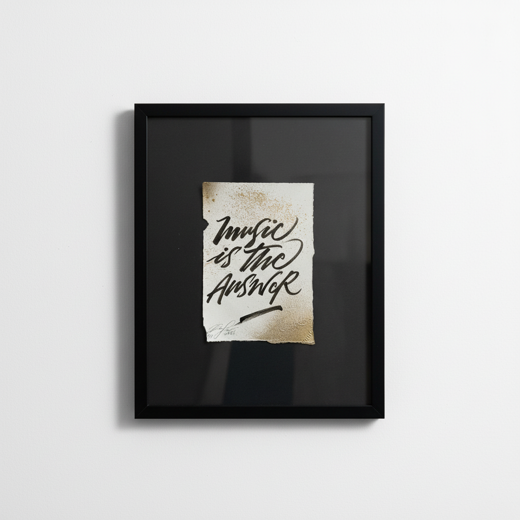 Obra Music is the Answer enmarcada - Fondo blanco