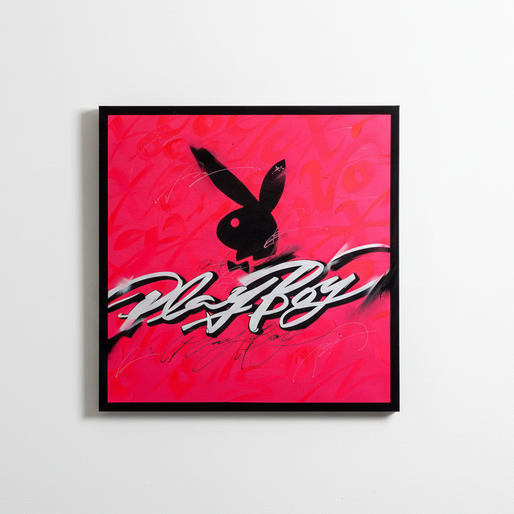 Obra Playboy rosa enmarcada - Fondo blanco