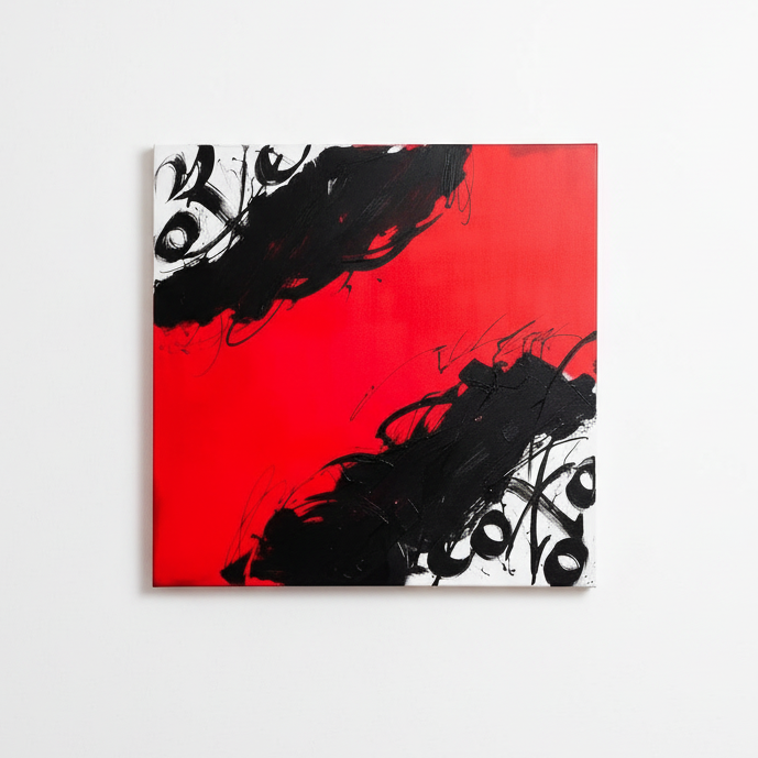 Obra roja con negro - Fondo blanco