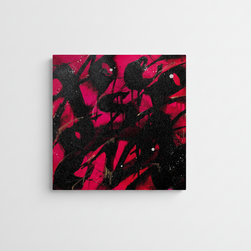 Obra roja con negro y destellos - Fondo blanco