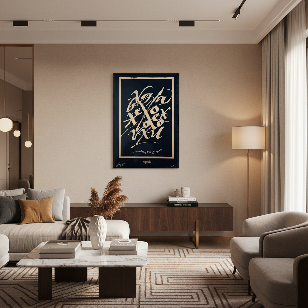 Obra serigrafía enmarcada - Muralla lujosa tamaño medio