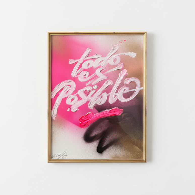 Obra todo es posible enmarcada - Fondo blanco