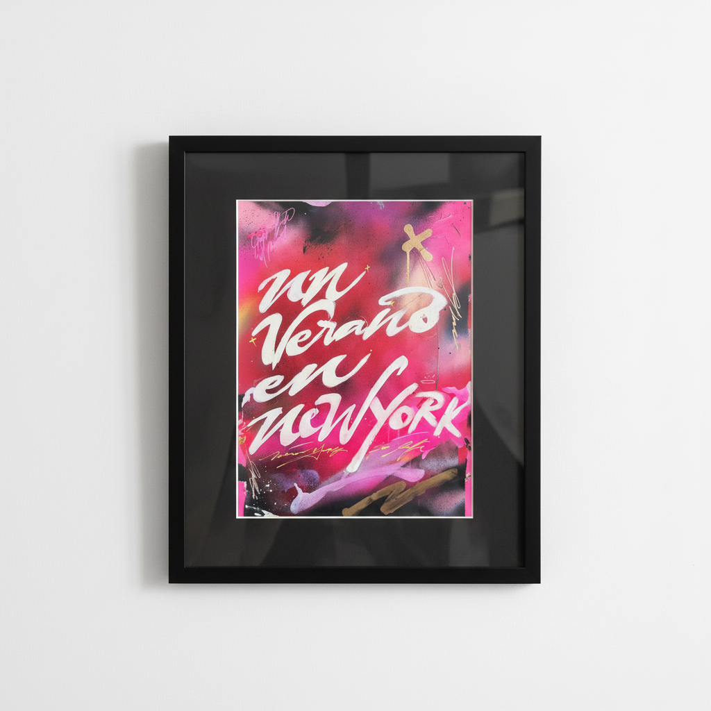 Obra Un Verano en New York con paspartú negro - Fondo blanco