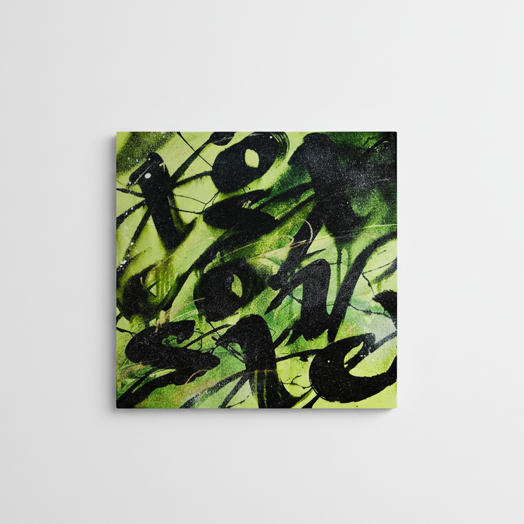 Obra verde con negro - Fondo blanco